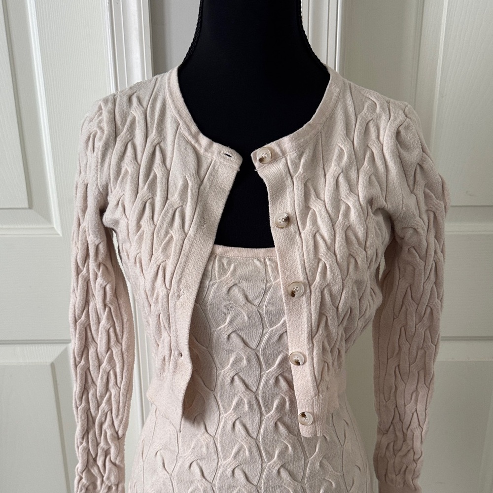 SHEIN Cream Knit Dress and Cardigan Set - Picture 2 of 6